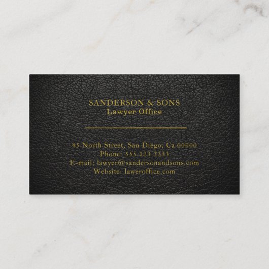 高級フェイクブラックラザー金ゴールド 名刺 (裏面)