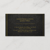 高級フェイクブラックレザー金ゴールドタイポグラフィ弁護士 名刺 (裏面)