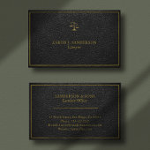 高級フェイクブラックレザー金ゴールド枠弁護士 名刺