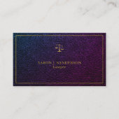 高級フェイク紫色の革金ゴールドフレーム弁護士 名刺 (正面)