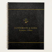 高級フェイク金ゴールドとブラックレザー弁護士弁護士 プランナー手帳 (正面)