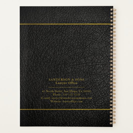 高級フェイク金ゴールドとブラックレザー弁護士弁護士 プランナー手帳 (裏面)