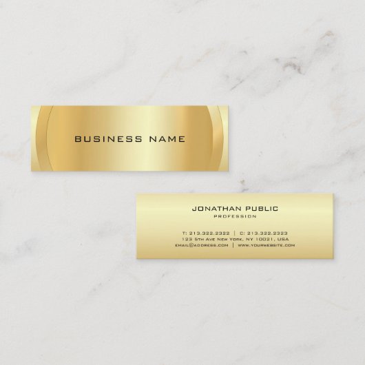 高級フェイク金ゴールドエレガントプロフェッショナルテンプレート スキニー名刺 (正面/裏面)