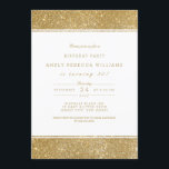 高級フェイク金ゴールドグリッター誕生日招待状 招待状<br><div class="desc">このカスタマイズ美しいシックで上品なバースデーパーティーの招待はスタイリッシュ、金ゴールドのグリッターと共に設計フェイクされたフェイク。金ゴールドグリッターはカラープリントであり、実際の金ゴールドやグリッターではない。すべての情報を自分で変更する。このデザインは素晴らし、変更できる他のコーナースタイルにも表示される。</div>