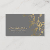 高級フェイク金ゴールドフォイル暗灰色エレガント 名刺 (正面)