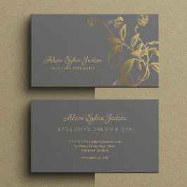 高級フェイク金ゴールドフォイル暗灰色エレガント 名刺