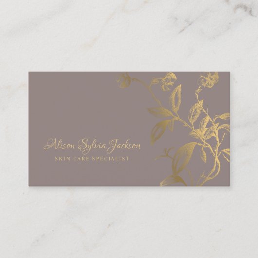 高級フェイク金ゴールドホイルほこりっぽい紫美しいサロン 名刺 (正面)