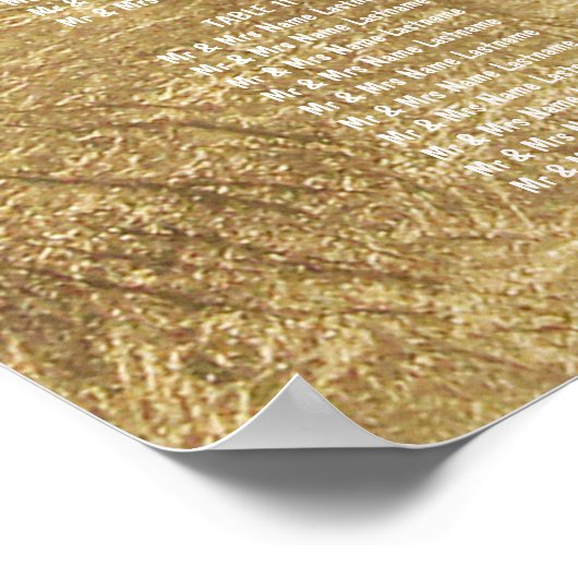 高級フェイク金ゴールドリーフテーブルの座席表 ポスター (角)