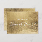 高級フェイク金ゴールドリーフ私のメイド・オブ・オーナー（花嫁付き添い人） 招待状 (正面/裏面)