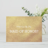 高級フェイク金ゴールドリーフ私のメイド・オブ・オーナー（花嫁付き添い人） 招待状 (スタンド正面)