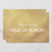 高級フェイク金ゴールドリーフ私のメイド・オブ・オーナー（花嫁付き添い人） 招待状 (正面/裏面)