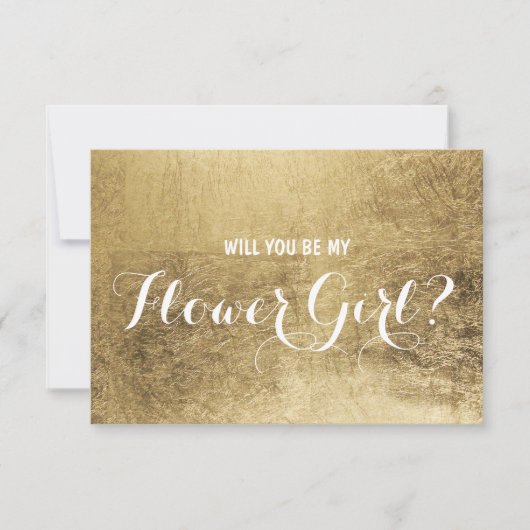 高級フェイク金ゴールドリーフ私の花の女の子になる 招待状 (正面)