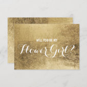 高級フェイク金ゴールドリーフ私の花の女の子になる 招待状 (正面/裏面)