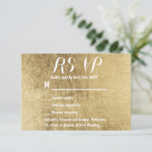 高級フェイク金ゴールドリーフ結婚式RSVP 出欠カード (スタンド正面)