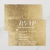 高級フェイク金ゴールドリーフ結婚式RSVP 出欠カード (正面/裏面)