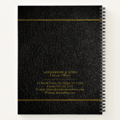 高級フェイク金ゴールド及びブラックレザー法律事務所 ノートブック (裏面)