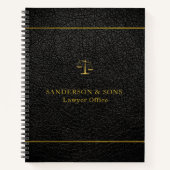 高級フェイク金ゴールド及びブラックレザー法律事務所 ノートブック (正面)