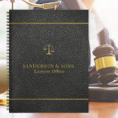 高級フェイク金ゴールド及びブラックレザー法律事務所 ノートブック