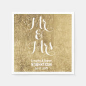 高級フェイク金ゴールド結婚リーフ スタンダードカクテルナプキン (正面)