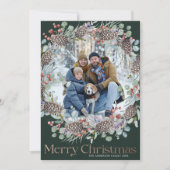 高級フェイク金ゴールド&グリーンメリークリスマス シーズンカード (正面)