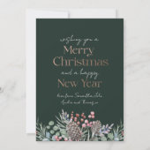 高級フェイク金ゴールド&グリーンメリークリスマス シーズンカード (裏面)