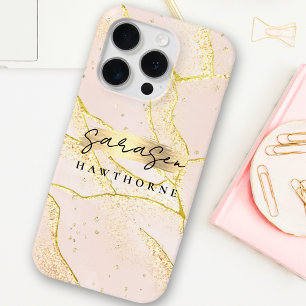 高級フェイク金箔モノグラムブラシストローク iPhone 15 PROケース