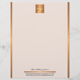 高級フェミニン赤面ピンク銅金ゴールドモノグラム レターヘッド