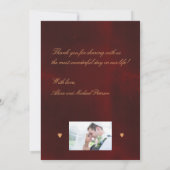 高級フォーマルブルゴーニュ銅金ゴールド結婚の写真 サンキューカード (裏面)