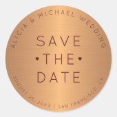 高級フォーマル金ゴールドブルゴーニュの結婚式は日付を保存 ラウンドシール (正面)