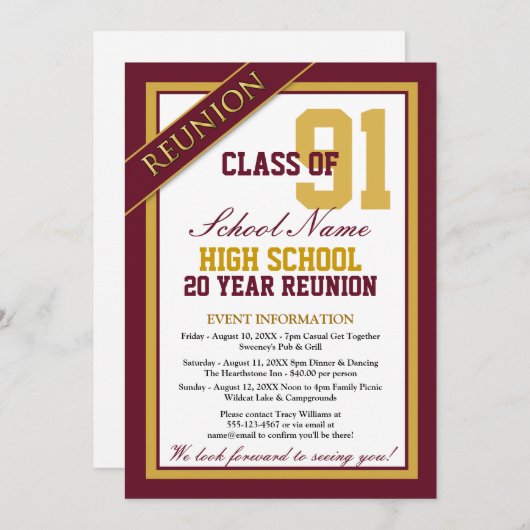 高級フォーマル高校懇親会 招待状 (正面/裏面)