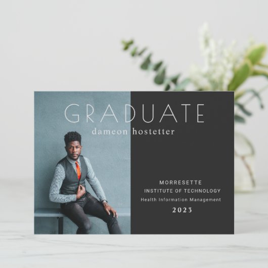 高級フラット写真卒業アナウ男らしンシ 案内状 (スタンド正面)