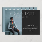 高級フラット写真卒業アナウ男らしンシ 案内状 (正面/裏面)