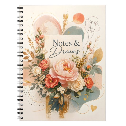 高級フラワー「Notes & Dreams」ジャーナル ノートブック (正面)