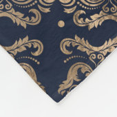 高級フルーアデリスオーナメント-金ゴールドとダークブルー フリースブランケット (角)