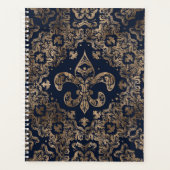 高級フルーアデリスオーナメント-金ゴールドと濃い青 プランナー手帳 (正面)