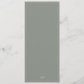 高級フレーム Sage Green モノグラム ウェディング メニュー (裏面)