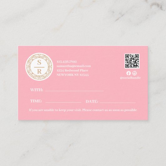 高級フローラウォーターカラーモノグラムクレストロゴブランド 予約カード (裏面)