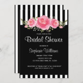 高級フローラストライプのブライダルシャワー招待 招待状 (正面/裏面)