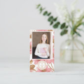 高級フローラボタニカルモノグラムクレストロゴブランド 名刺 (スタンド正面)