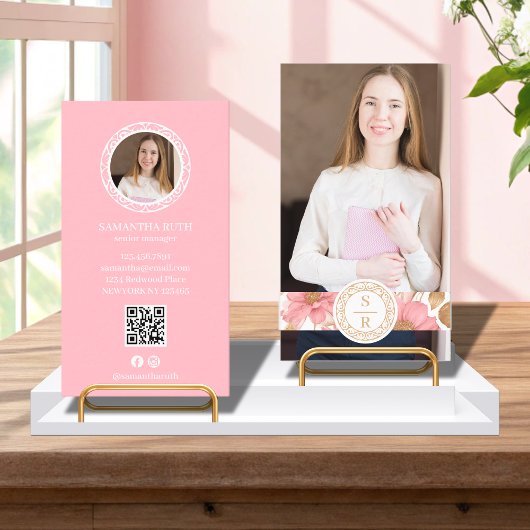 高級フローラボタニカルモノグラムクレストロゴブランド 名刺