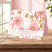 高級フローラボタニカルモノグラムロゴ水彩 サンキューカード