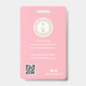 高級フローラボタニカルモノグラムロゴ水彩 バッジ (Back)