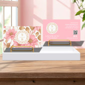 高級フローラボタニカルモノグラムロゴ水彩 名刺