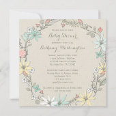 高級フローラリースとバナーベビーシャワー 招待状 (裏面)