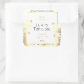 高級フローラ製品包装ラベルホワイト金ゴールド スクエアシール (バッグ)