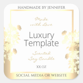 高級フローラ製品包装ラベルホワイト金ゴールド スクエアシール