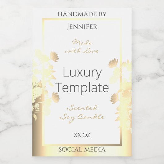 高級フローラ製品包装ラベルホワイト金ゴールド フードラベル (シングルラベル)