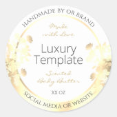 高級フローラ製品包装ラベルホワイト金ゴールド ラウンドシール (正面)