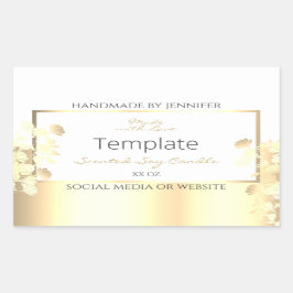 高級フローラ製品包装ラベルホワイト金ゴールド 長方形シール