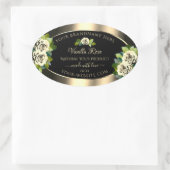 高級フローラ金ゴールドブラックプロダクトラベルシックバラ 楕円形シール (バッグ)